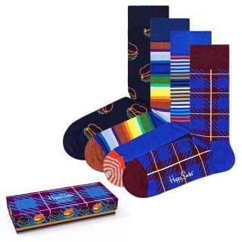 Happy Socks Happy socks Strømper 4P Navy Gift Box 650 Blå Mønster Str 36/40