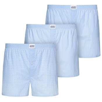 Jockey Jockey 3P Woven Soft Poplin Boxer Shorts Lysblå bomull XX-Large Herre