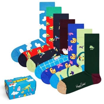 Happy Socks Happy socks Strømper 7P 7-Day Gift Box Blå/Rød bomull Str 41/46