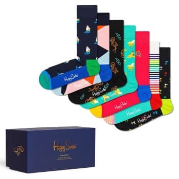 Happy Socks Happy socks Strømper 7P 7-Day Gift Box Svart/Grønn bomull Str 41/46