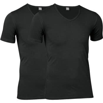 Jbs JBS 2P Organic Cotton V-Neck T-shirt Svart økologisk bomull Large Herre