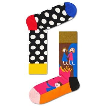 Happy socks Strømper 2P Rock Your Socks Friend Sock Svart mønstret bomull Str 41/46