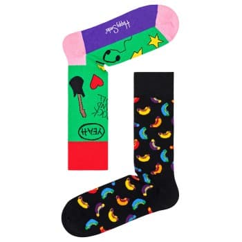 Happy socks Strømper 2P Rock Your Socks Friend Sock Svart/Grønn bomull Str 41/46