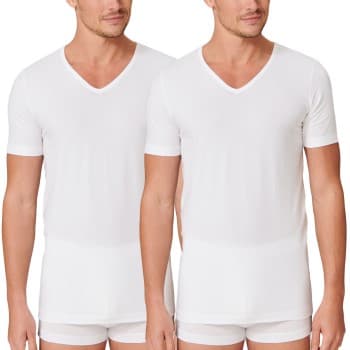Schiesser 2P 95-5 Organic Cotton V-Neck Hvit økologisk bomull Small Herre