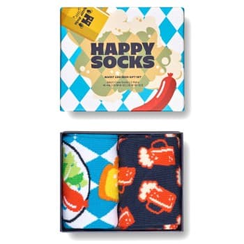 Happy Socks Happy socks Strømper 2P Beer Gift Box Blå Mønster bomull Str 36/40