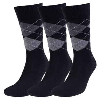 Amanda Christensen Strømper 3P True Ankle Argyle Sock Svart/Grå Str 47/50 Herre