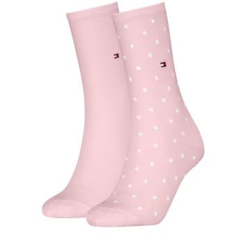 Tommy Hilfiger Strømper 2P Women Dot Sock Lysrosa Str 39/42 Dame