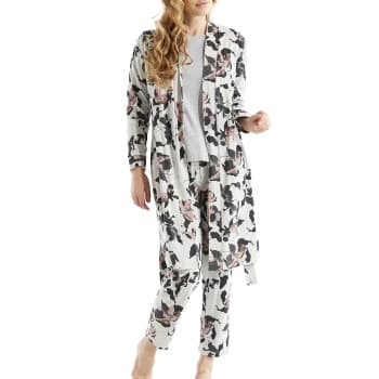 Damella Damella Greymelange Flower Wrap Around Robe Grå X-Large Dame