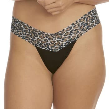 Hanky Panky Hanky Panky Truser 2P Classic Cotton Low Rise Thong Svart mønstret bomull One Size Dame