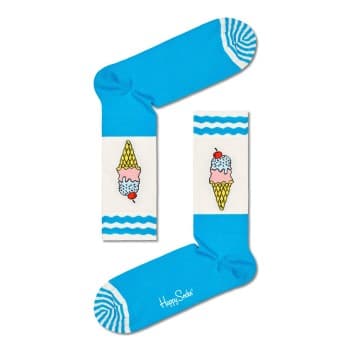 Happy Socks Happy socks Strømper Ice Cream Sock Lysblå/Hvit bomull Str 36/40