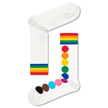 Happy Socks Happy socks Strømper Pride Dot Sock Hvit m fargemønster bomull Str 41/46