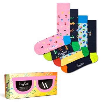Happy socks Strømper 4P Tropical Day Socks Gift Box Rosa/Blå bomull Str 36/40