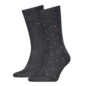 Tommy Hilfiger Strømper 2P Men Dot Socks Mørkgrå Str 43/46 Herre