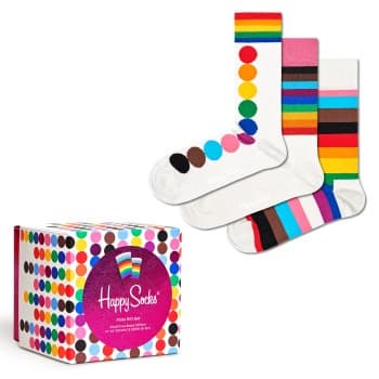 Happy Socks Happy socks Strømper 3P Pride Print Gift Box Hvit bomull Str 41/46