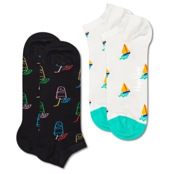 Happy Socks Happy socks Strømper 2P Lemonade Low Sock Svart/Hvit bomull Str 41/46
