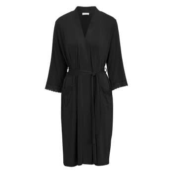 Damella Viscose Plain Lace Robe Svart viskose Small Dame