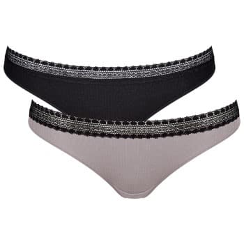 Sloggi Truser 4P GO Ribbed Brazilian Svart/Grå økologisk bomull Large Dame