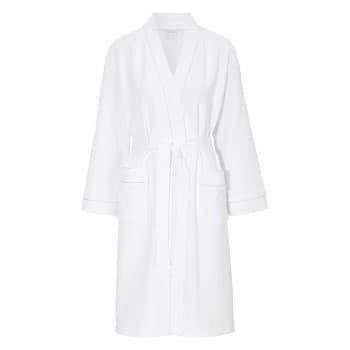 Damella Damella Waffle Knit Robe Hvit bomull 3XL Dame