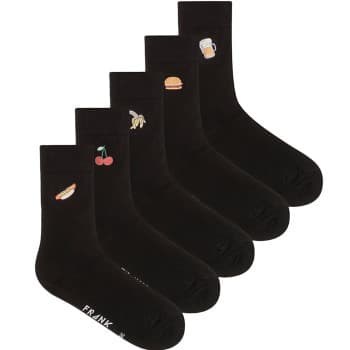 Frank Dandy Frank Dandy Strømper 10P Embroidered Bamboo Socks Svart lyocell Str 36/40