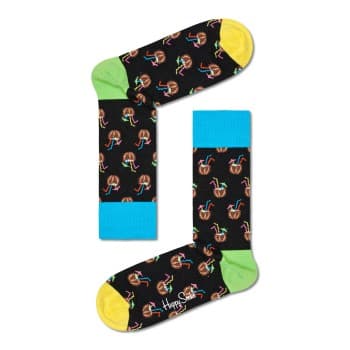 Happy socks Strømper Coconut Cocktail Sock Svart mønstret bomull Str 36/40