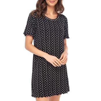 Lady Avenue Lady Avenue Short Sleeve Bamboo Nightdress Svart Mønster Bambus Large Dame