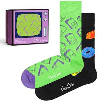 Happy socks Strømper 2P The Simpsons Gift Set Svart/Grønn bomull Str 36/40