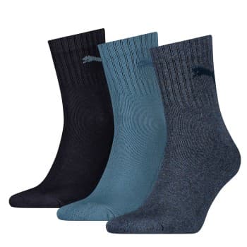 Puma Puma Strømper 3P Short Crew Unisex Socks Svart/Blå Strl 35/39