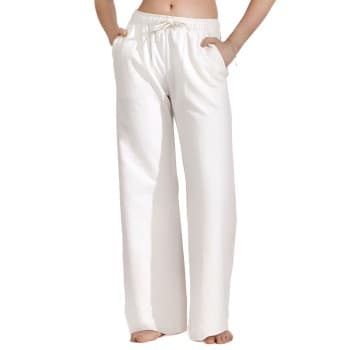 Bread and Boxers Wide Leg Lounge Pant Benhvit økologisk bomull X-Small Dame
