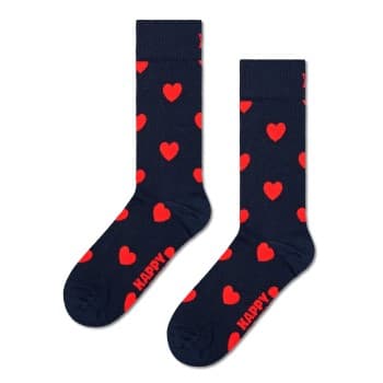 Happy Socks Happy Sock Heart Sock Strømper Marine mønster bomull Str 36/40