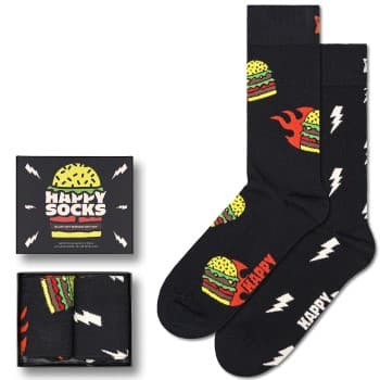 Happy socks Strømper 2P Blast Off Burger Socks Gift Set Svart mønstret Str 41/46