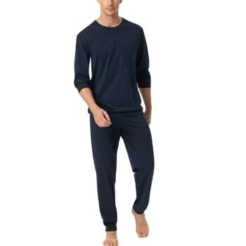 Schiesser Schiesser Comfort Essentials Long Pyjamas Mørkblå bomull Medium Herre