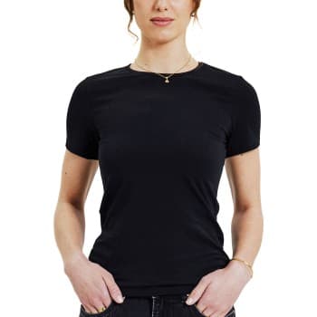 Bread and Boxers Crew Neck Slim Svart økologisk bomull X-Small Dame