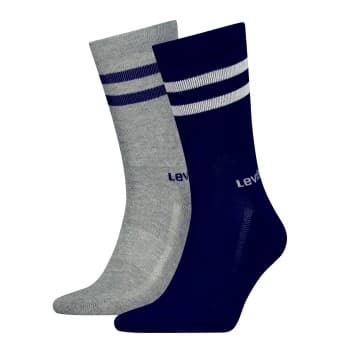 Levi's Levis Strømper 2P Regular Cut Stripe Socks Marine/Grå Str 43/46