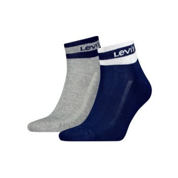 Levi's Levis Strømper 2P Mid Cut Stripe Socks Marine/Grå Str 35/38