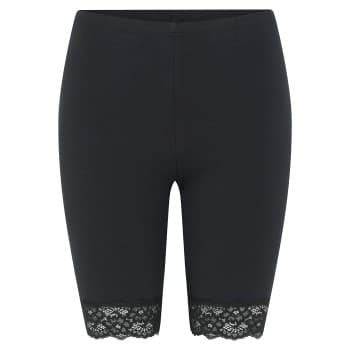 Decoy Mid-length Capri Leggings With Lace Svart økologisk bomull Small Dame