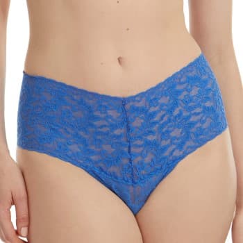 Hanky Panky Truser 2P Signature Lace Retro Thong D1 Blå nylon One Size Dame