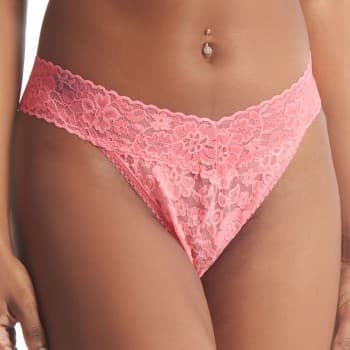 Hanky Panky Hanky Panky Truser 2P Daily Lace Original Rise Thong D1 Rosa nylon One Size Dame
