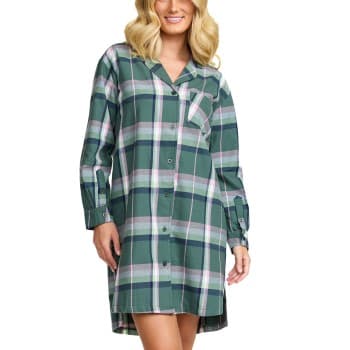 Damella Damella Flannel Nightshirt Grønn Mønster bomull Small Dame
