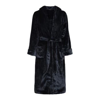 Decoy Decoy Long Terry Robe With Hood Svart polyester X-Small Dame