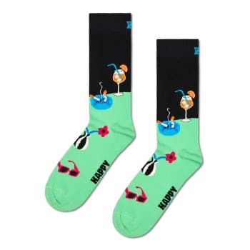 Happy Socks Happy socks Strømper Late Night Sock Svart/Grønn bomull Str 41/46