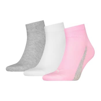 Puma Puma Strømper 3P Lifestyle Quarter Socks Rosa/Grå Str 35/38