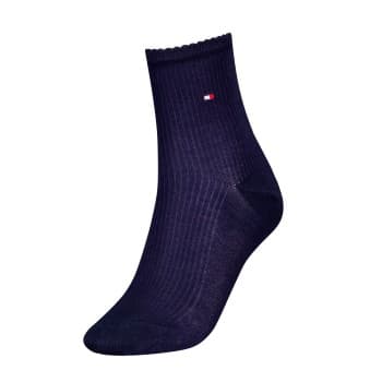 Tommy Hilfiger Tommy Hilfiger Strømper Women Premium Rib Short Socks Marine Str 35/38 Dame