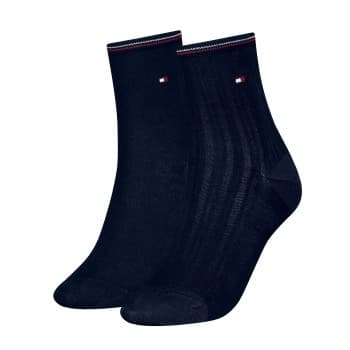 Tommy Hilfiger Strømper 2P Women Shine Short Socks Marine Str 35/38 Dame
