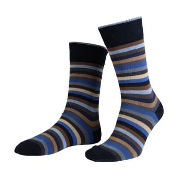 Amanda Christensen Strømper True Block Stripe Ankle Sock Marine Str 43/46