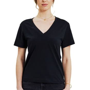 Bread and Boxers V-Neck Regular Tee Svart økologisk bomull X-Small Dame