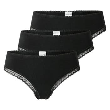 Schiesser Truser 3P Modern Cheeky String Svart bomull 42 Dame