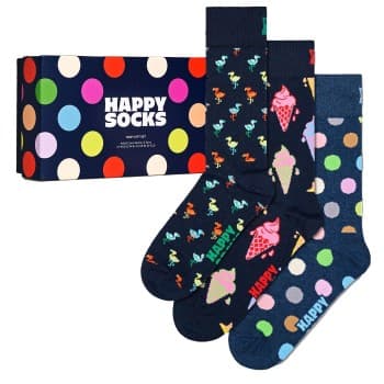 Happy Socks Happy socks Strømper 3P Navy Socks Gift Box Marine mønster Str 41/46