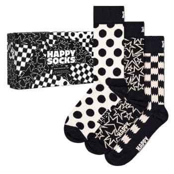 Happy socks Strømper 3P Black and White Socks Gift Box Svart/Hvit bomull Str 41/46