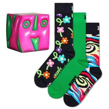Happy Socks Happy socks Strømper 3P Hyper Cube Socks Gift Box Mixed bomull Str 41/46