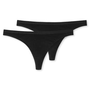 Schiesser Truser 2P 95-5 Organic Cotton Thongs Svart økologisk bomull Medium Dame